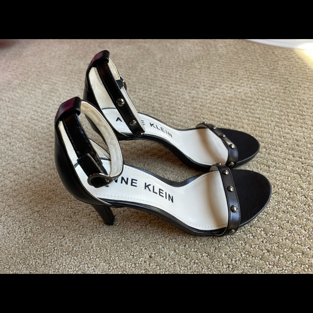 Anne Klein Strappy Studded Leather Heels